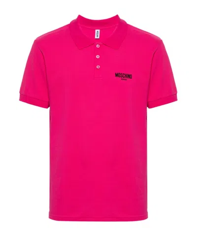 Moschino Logo-lettering Polo Shirt In Pink