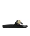 Moschino Lettering Logo Pool Sandals In Black
