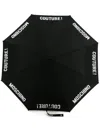 Moschino Logo Lettering-print Foldable Umbrellla In Black