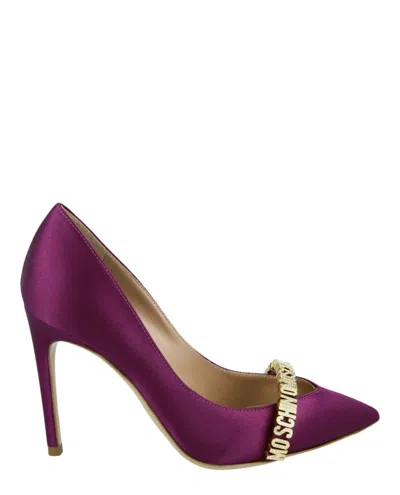 Moschino Logo Lettering Satin Pumps In Multi