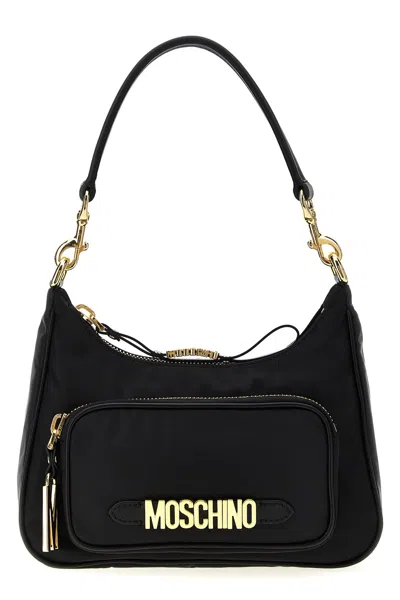 Moschino Logo Lettering Shoulder Bag In Black