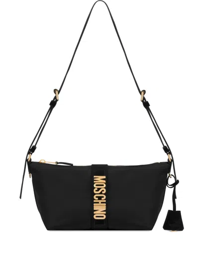 Moschino Logo-lettering Shoulder Bag In Black
