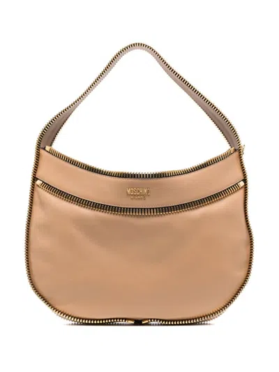 Moschino Logo-lettering Shoulder Bag In Multi Brown