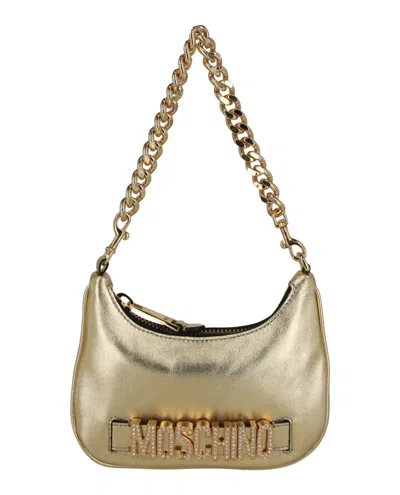 Moschino Logo Lettering Shoulder Bag In Gold