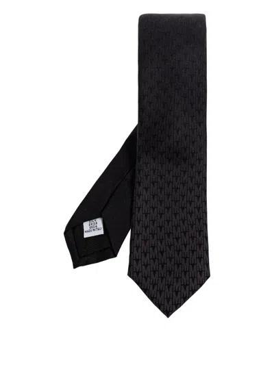 Moschino Logo-lettering Silk Tie In Black
