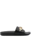 Moschino Lettering Logo Pool Sandals In Black