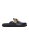 Moschino Logo-lettering Leather Mules In Black
