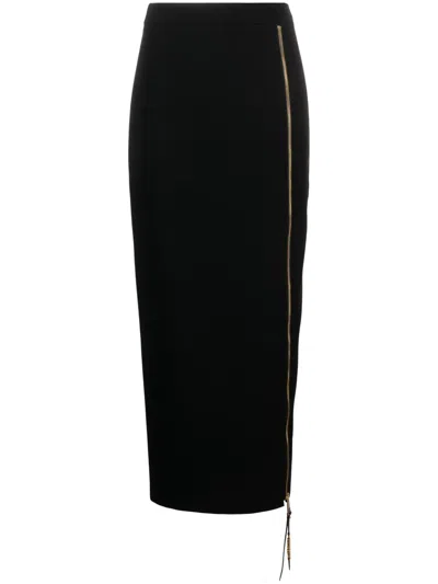 Moschino Logo-lettering Straight Midi Skirt In Black