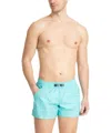 Moschino Swim Boxer In Nylon Black Lettering In Lightblue