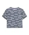 Moschino Cropped Grey T-shirt With Repeated Logo Print In Blue