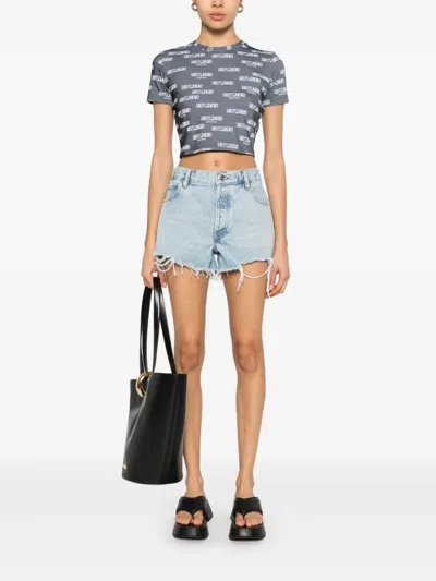 Moschino Logo-lettering T-shirt In Blue
