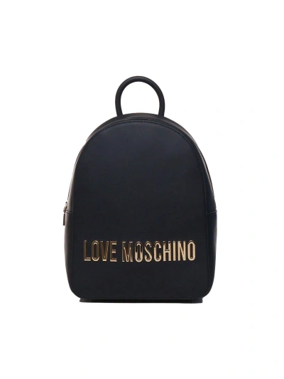 Moschino Logo Lettering Zipped Backpack In Nero