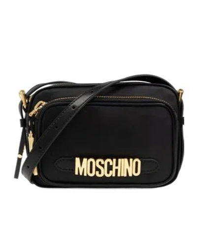 Moschino Logo-lettering Zipped Shoulder Bag In Black