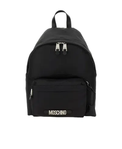 Moschino Logo Logo Backpack In Black