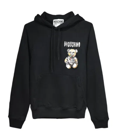 Moschino Logo Logo Hooded Sweater In Black