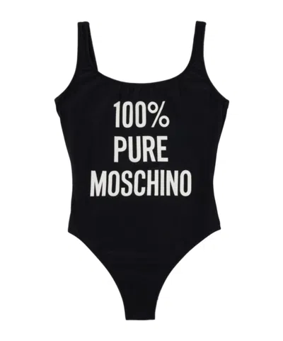 Moschino Logo Logo One-piece Swimsuit In Black