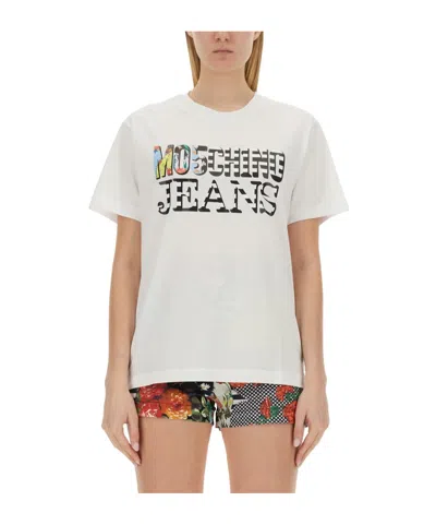 Moschino Logo Logo Short-sleeved T-shirt In Gray