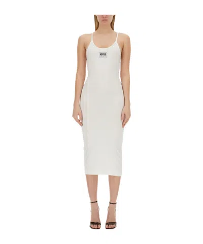 MOSCHINO LOGO LOGO THIN SHOULDER STRAP DRESS