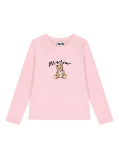 Moschino Kids' Logo Long-sleeve T-shirt In Pink