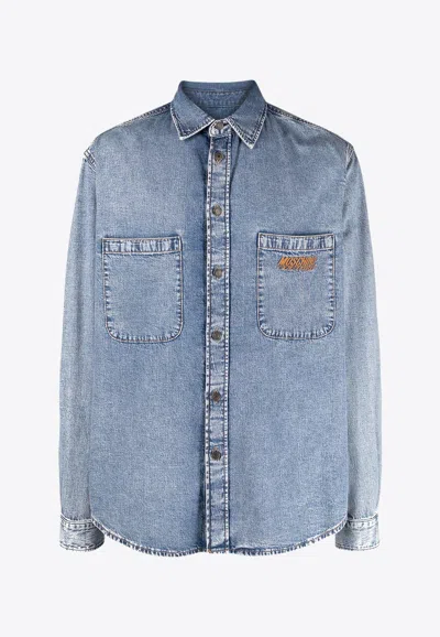 Moschino Logo Long-sleeved Denim Shirt