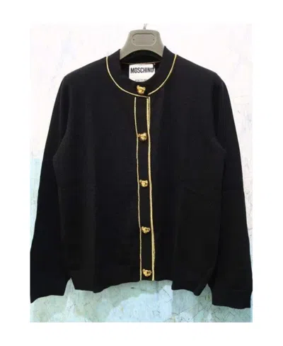 Moschino Logo Long-sleeved Sweater In Black