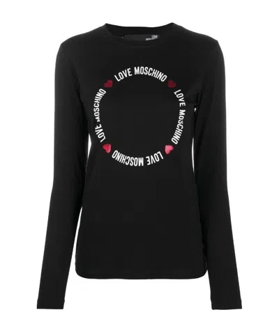 Moschino Logo Long-sleeved T-shirt In Black