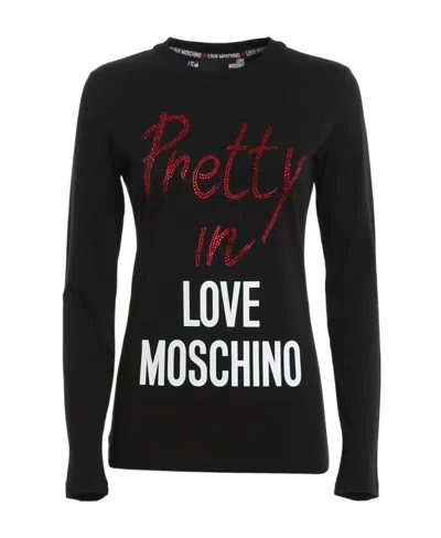 Moschino Logo Long-sleeved T-shirt In Black