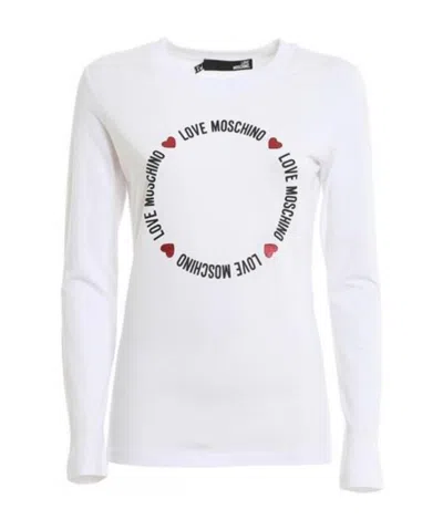 Moschino Logo Long-sleeved T-shirt In White