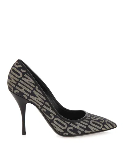 Moschino Logo Lurex Pump In Negro