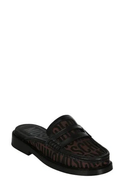 Moschino Logo Moc Toe Mule In Brown