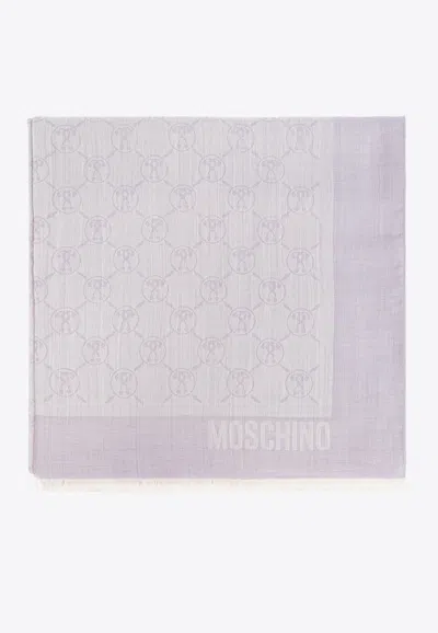 Moschino Logo-monogram Square Scarf In Purple