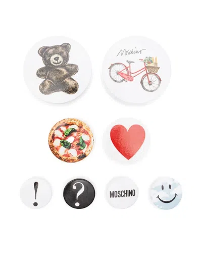 Moschino Logo-motif Pin Set (set Of Eight) In Black