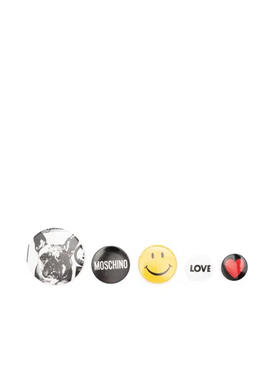 Moschino Logo-motif Pin Set (set Of Five) In Black