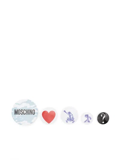 Moschino Logo-motif Pin Set (set Of Five) In White