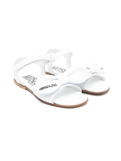 Moschino Kids' Logo-motif Sandals In White