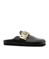 Moschino Logo Lettering Leather Mule In Black
