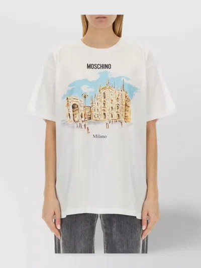 MOSCHINO LOGO OVERSIZE CREW NECK GRAPHIC PRINT T-SHIRT