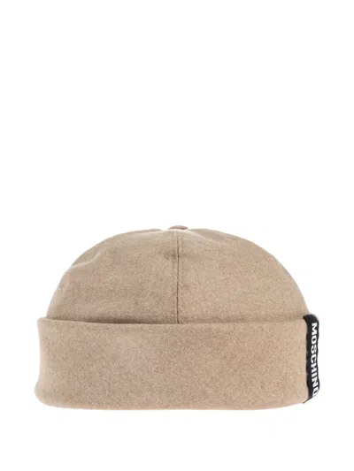 Moschino Logo-patch Beanie In Brown