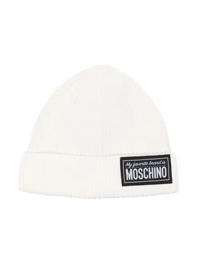 Moschino Kids' Logo-patch Beanie In White