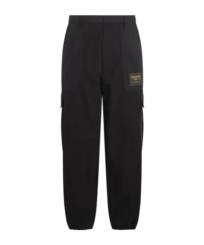 Moschino Logo-patch Cargo Trousers In Black