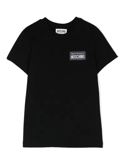 Moschino Kids T-shirt Con Applicazione In Nero