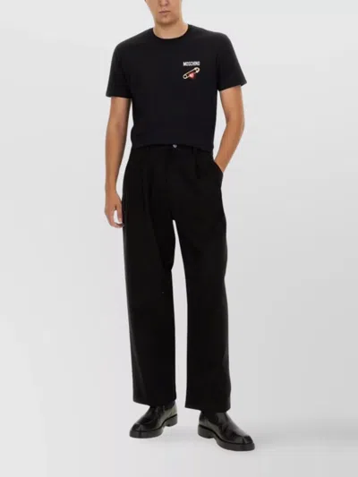 Moschino Logo Patch Crew Neck T-shirt In Black