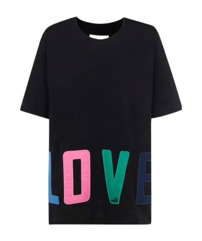 Moschino Logo-patch Crewneck T-shirt In Black