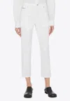 Moschino Logo Patch Cropped Jeans In White