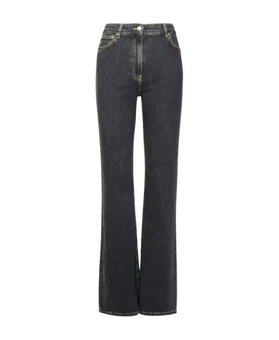 Moschino Logo-patch High-waisted Straight-leg Jeans In Black