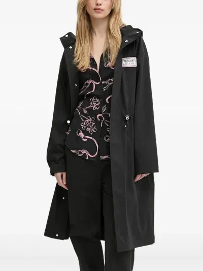 Moschino Logo-patch Hooded Jacket In Black