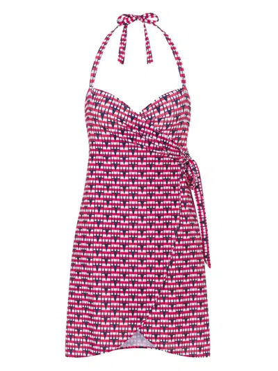 Moschino Logo-patch Mini Dress In Purple