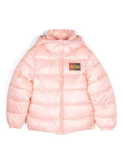 Moschino Kids' Logo-patch Padded Jacket In Pink