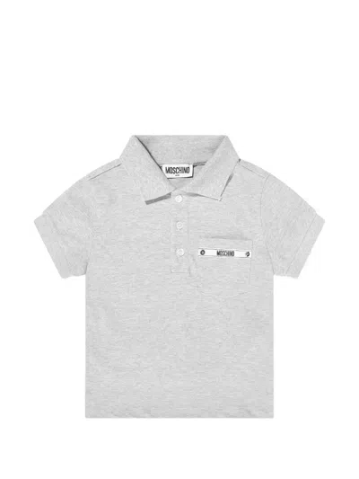 Moschino Kids'  Boys Logo Pocket Polo Shirt In Gray