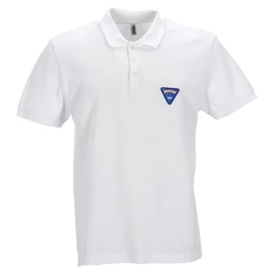 Moschino Logo Patch Polo Shirt In White Cotton